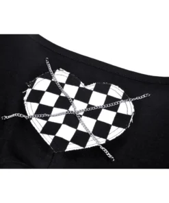 Dark In Love Checkered Heart Crop Top Ladies 23 Dark In Love Checkered Heart Crop Top Ladies