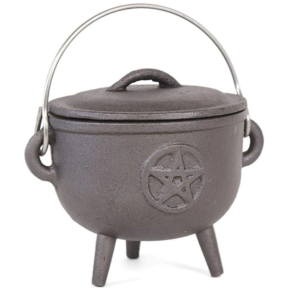 Homeware Gothic Gifts 11cm Pentagram Cast Iron Cauldron 3 Homeware Gothic Gifts 11cm Pentagram Cast Iron Cauldron