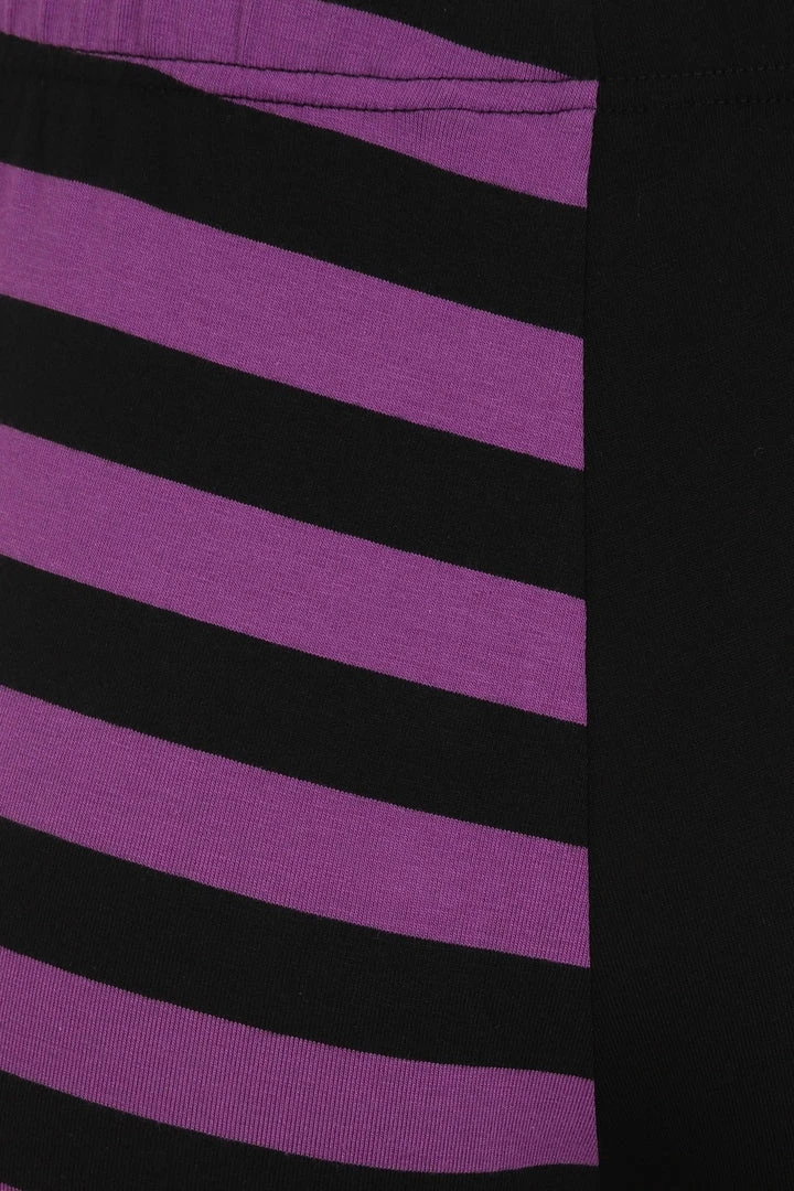 Banned Apparel Banned Half Black Half Stripes Leggings - Purple Ladies 6 Banned Apparel Banned Half Black Half Stripes Leggings - Purple Ladies