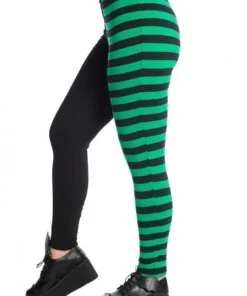 Banned Apparel Banned Half Black Half Stripes Leggings - Green Ladies 13 Banned Apparel Banned Half Black Half Stripes Leggings - Green Ladies