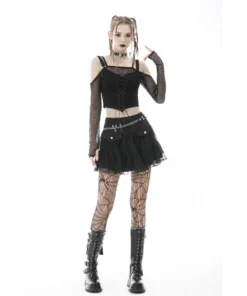 Ladies Dark In Love Carina Fishnet Top