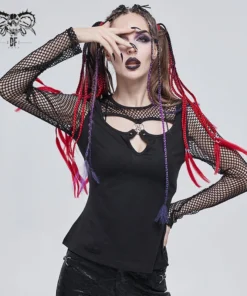 Ladies Devil Fashion Athena Long Sleeve Fishnet Top