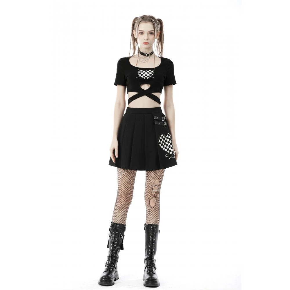 Dark In Love Checkered Heart Crop Top Ladies 6 Dark In Love Checkered Heart Crop Top Ladies