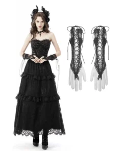 Dark In Love Seductress Lace Up Gloves Accessories