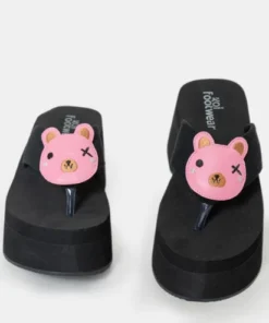 Koi Footwear New Arrivals Koi No Cuddles Bear Flatform Thong Sandles