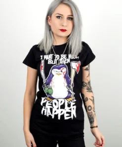 Grindstore Psycho Penguin I Want To Be Nice T-Shirt Ladies 9 Grindstore Psycho Penguin I Want To Be Nice T-Shirt Ladies