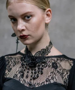 Accessories Devil Fashion Onyx Rose Necklace