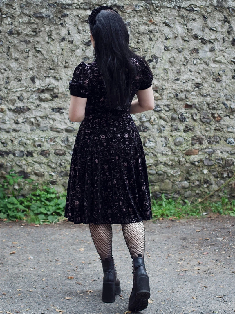 Ladies Collectif Peta Spooky Velvet Swing Dress 4 Ladies Collectif Peta Spooky Velvet Swing Dress
