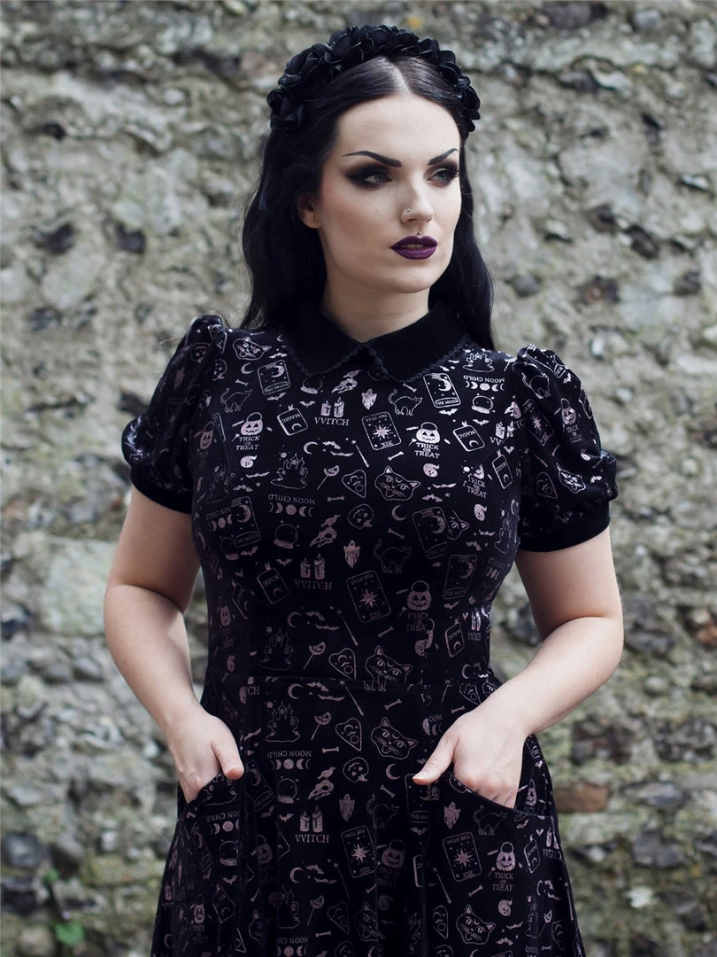 Ladies Collectif Peta Spooky Velvet Swing Dress 5 Ladies Collectif Peta Spooky Velvet Swing Dress