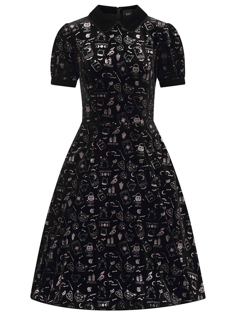 Ladies Collectif Peta Spooky Velvet Swing Dress 6 Ladies Collectif Peta Spooky Velvet Swing Dress