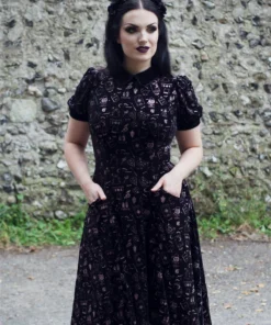 Ladies Collectif Peta Spooky Velvet Swing Dress