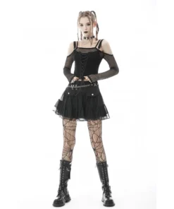 Ladies Dark In Love Carina Fishnet Top