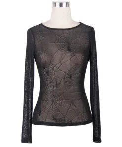 Devil Fashion Web Pattern Mesh Top