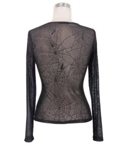 Devil Fashion Web Pattern Mesh Top