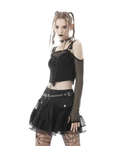 Ladies Dark In Love Carina Fishnet Top