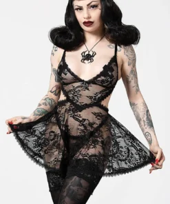 Plus Sizes Killstar Afterlife Lace Nightdress Black