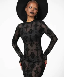 Killstar Alter Mesh Bodycon Dress Ladies