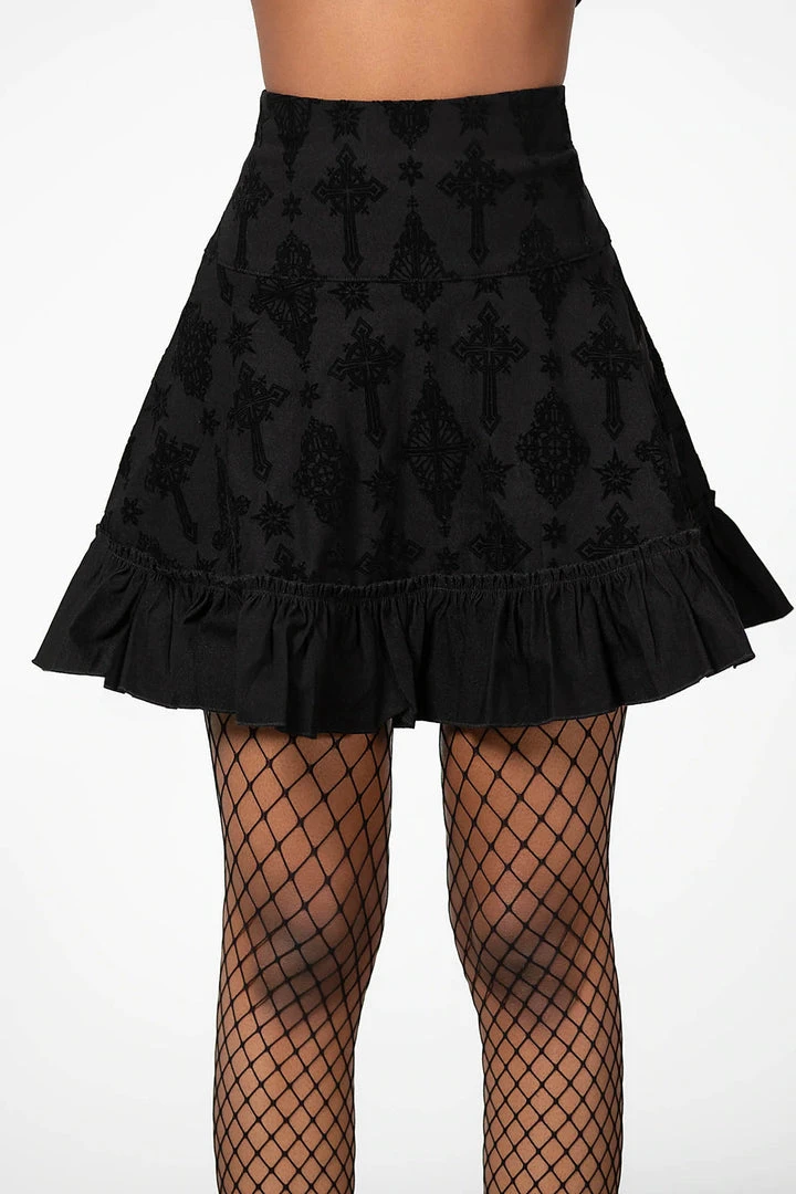 Killstar Amelie Flocked Mini Skirt Ladies 4 Killstar Amelie Flocked Mini Skirt Ladies