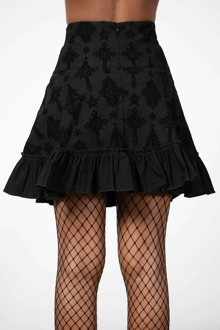 Killstar Amelie Flocked Mini Skirt Ladies 6 Killstar Amelie Flocked Mini Skirt Ladies