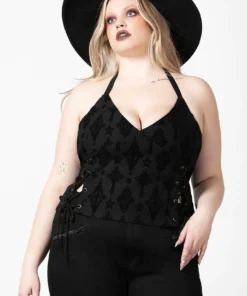 Killstar Aria Flocked Halter Top