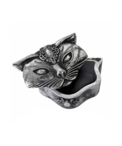 Alchemy Gothic Sacred Cat Trinket Box - Silver Homeware