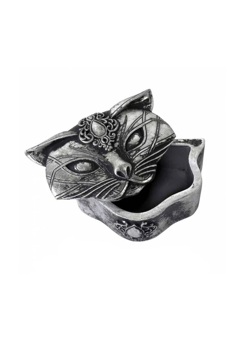 Alchemy Gothic Sacred Cat Trinket Box - Silver Homeware 3 Alchemy Gothic Sacred Cat Trinket Box - Silver Homeware
