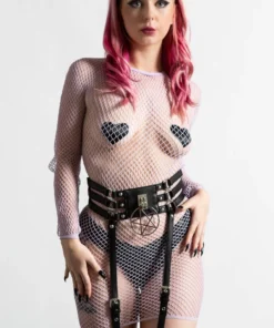 Killstar Baby Hex Suspender Belt Black Plus Sizes