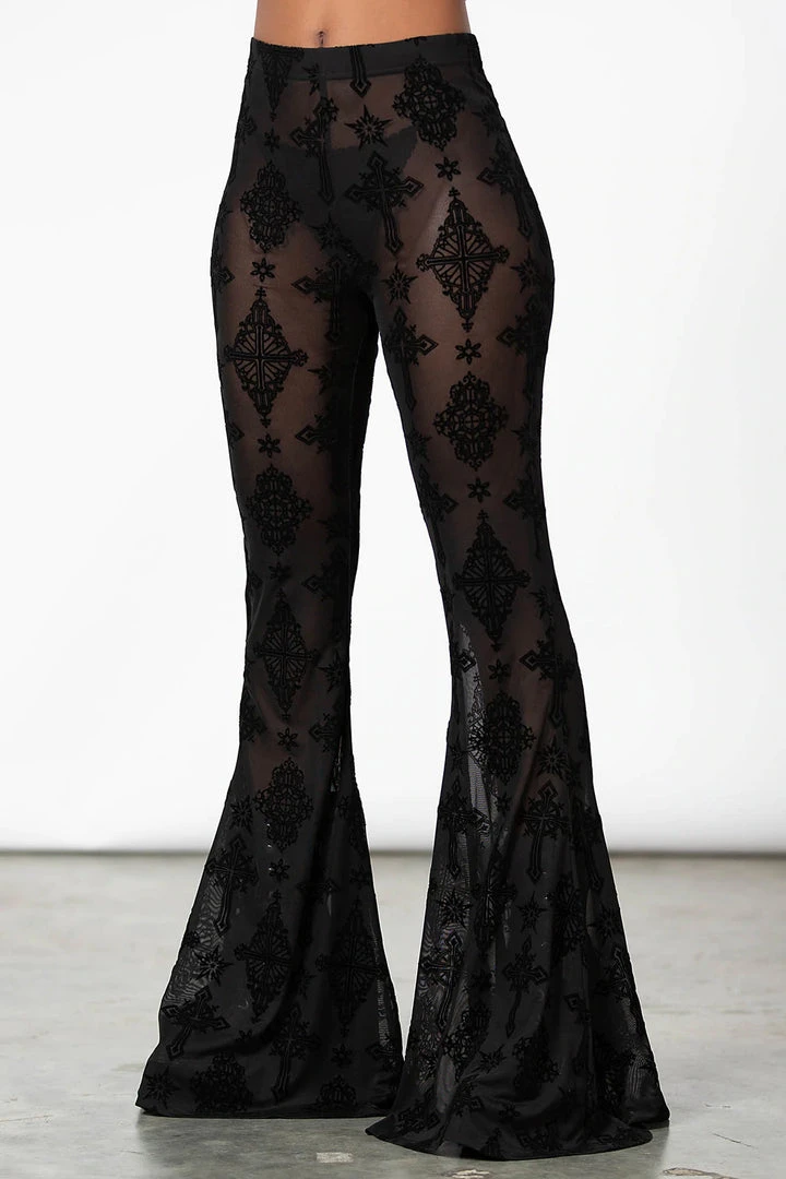 Ladies Killstar Bless Me Mesh Bell Bottoms 4 Ladies Killstar Bless Me Mesh Bell Bottoms