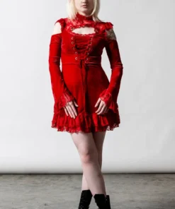 Killstar Blood Vow Lace Dress Scarlet