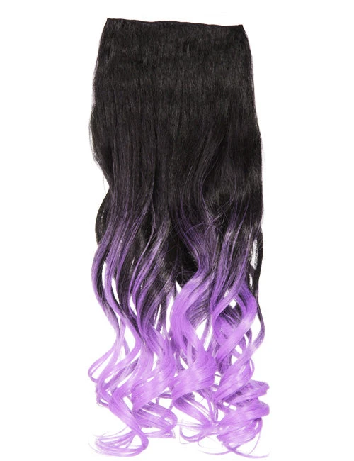 Gothic Attitude New Arrivals (Black/Lilac) Curly Two Tone 18" Hair Extensions 3 Gothic Attitude New Arrivals (Black/Lilac) Curly Two Tone 18" Hair Extensions