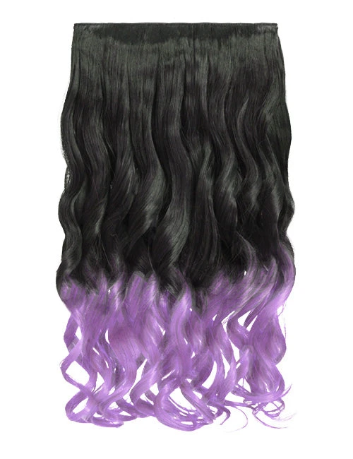 Gothic Attitude (Black/Lilac) Curly Two Tone 20" Hair Extensions 3 Gothic Attitude (Black/Lilac) Curly Two Tone 20" Hair Extensions