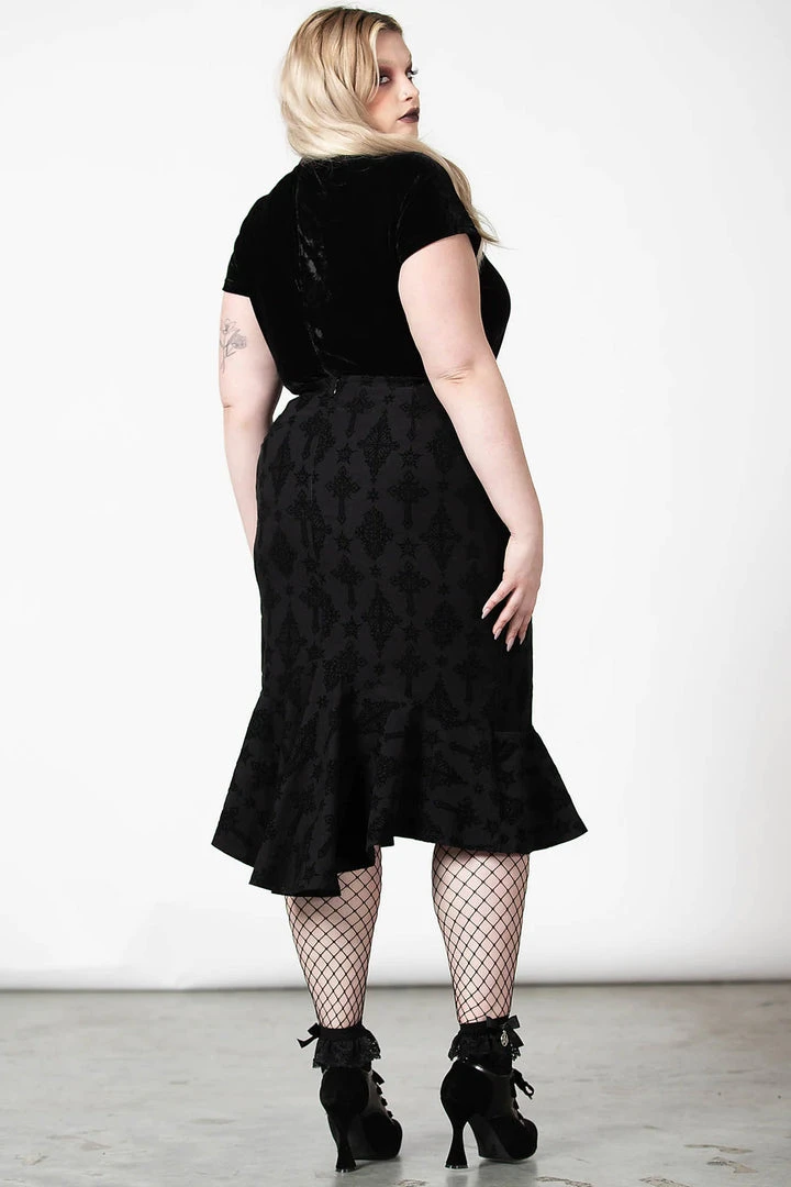 Killstar Candence Flocked Midi Skirt Ladies 9 Killstar Candence Flocked Midi Skirt Ladies