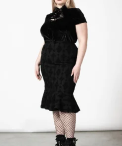 Killstar Candence Flocked Midi Skirt Ladies 18 Killstar Candence Flocked Midi Skirt Ladies