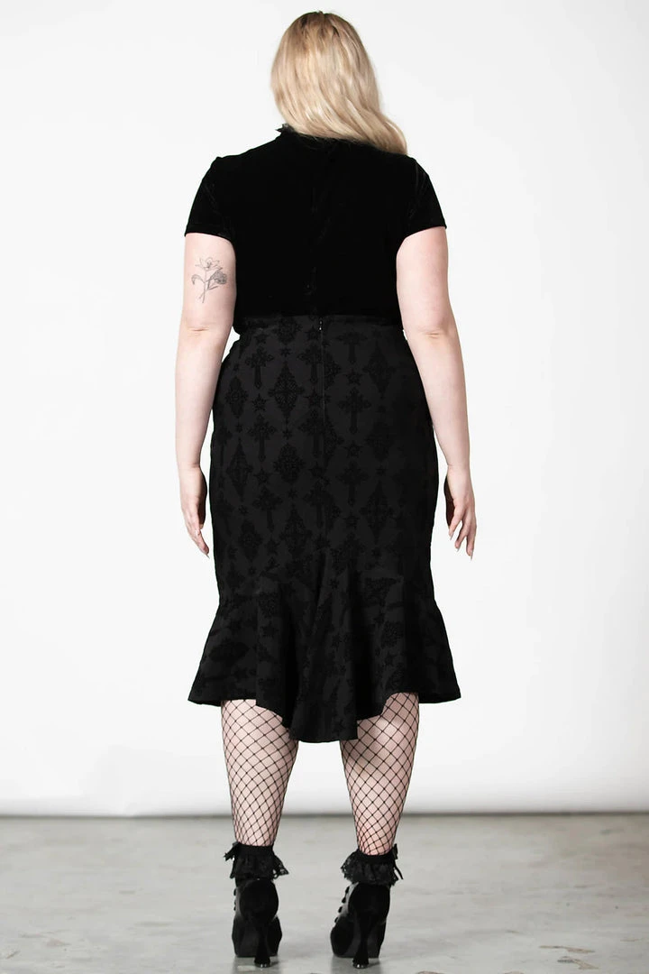 Killstar Candence Flocked Midi Skirt Ladies 11 Killstar Candence Flocked Midi Skirt Ladies