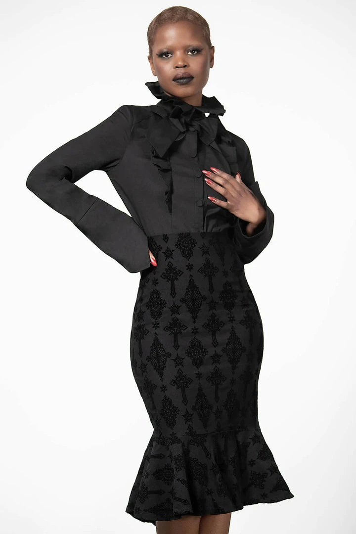 Killstar Candence Flocked Midi Skirt Ladies 4 Killstar Candence Flocked Midi Skirt Ladies