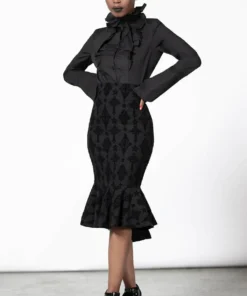 Killstar Candence Flocked Midi Skirt Ladies 13 Killstar Candence Flocked Midi Skirt Ladies