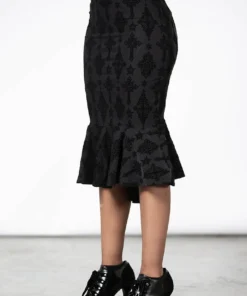 Killstar Candence Flocked Midi Skirt Ladies 14 Killstar Candence Flocked Midi Skirt Ladies