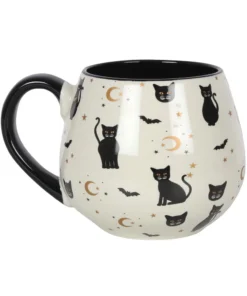 Homeware Gothic Gifts Gothicat Print Round Ceramic Mug