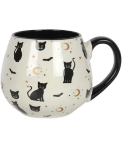 Homeware Gothic Gifts Gothicat Print Round Ceramic Mug