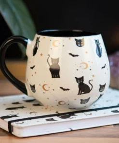 Homeware Gothic Gifts Gothicat Print Round Ceramic Mug 9 Homeware Gothic Gifts Gothicat Print Round Ceramic Mug