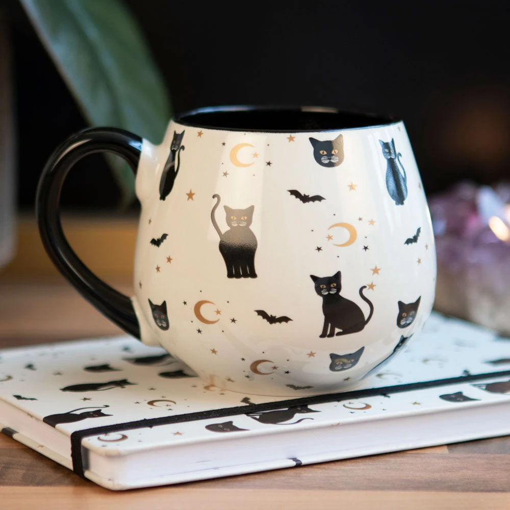 Homeware Gothic Gifts Gothicat Print Round Ceramic Mug 6 Homeware Gothic Gifts Gothicat Print Round Ceramic Mug