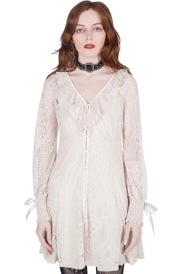 Killstar Cybele Lace Dress Ivory Ladies 4 Killstar Cybele Lace Dress Ivory Ladies