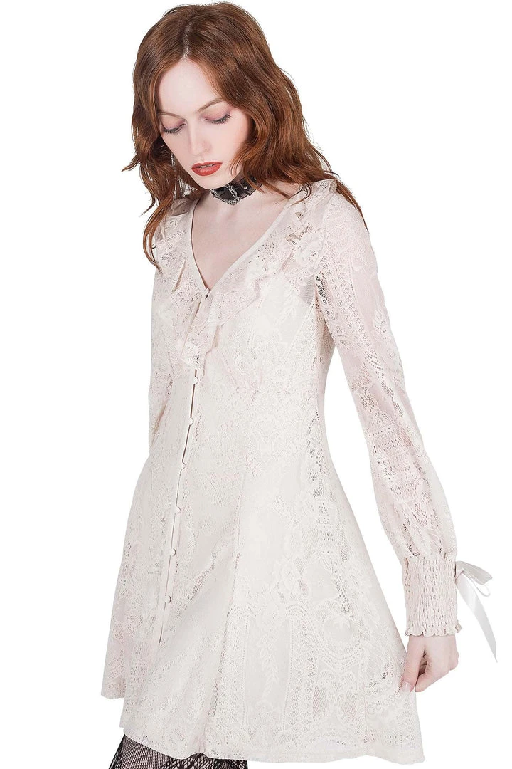 Killstar Cybele Lace Dress Ivory Ladies 3 Killstar Cybele Lace Dress Ivory Ladies
