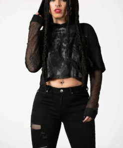 Ladies Killstar Dark Forces Crop Hoodie