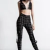 Ladies Killstar Dead Resistance Skinny Trousers Ash Tartan