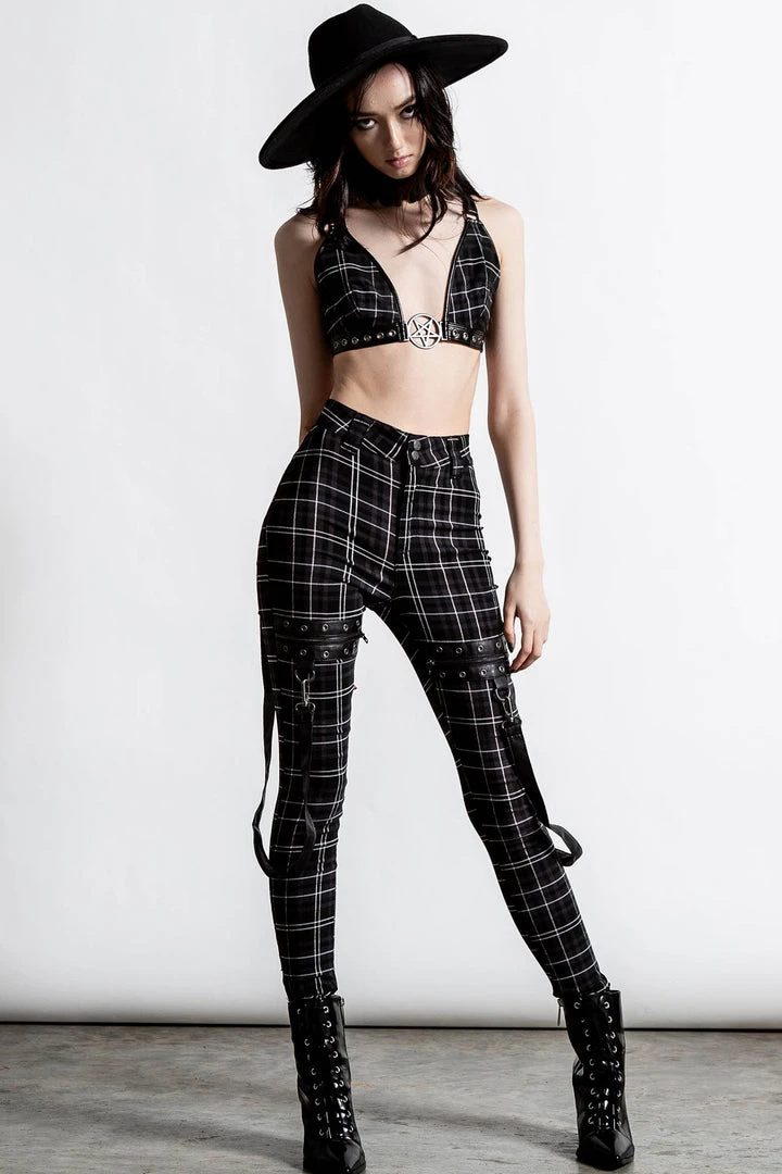 Ladies Killstar Dead Resistance Skinny Trousers Ash Tartan 3 Ladies Killstar Dead Resistance Skinny Trousers Ash Tartan