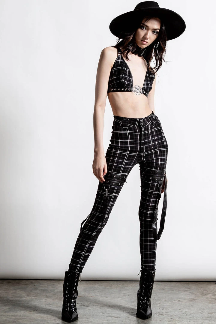 Ladies Killstar Dead Resistance Skinny Trousers Ash Tartan 5 Ladies Killstar Dead Resistance Skinny Trousers Ash Tartan