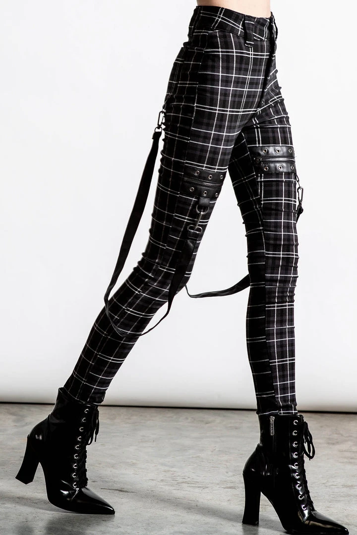 Ladies Killstar Dead Resistance Skinny Trousers Ash Tartan 6 Ladies Killstar Dead Resistance Skinny Trousers Ash Tartan