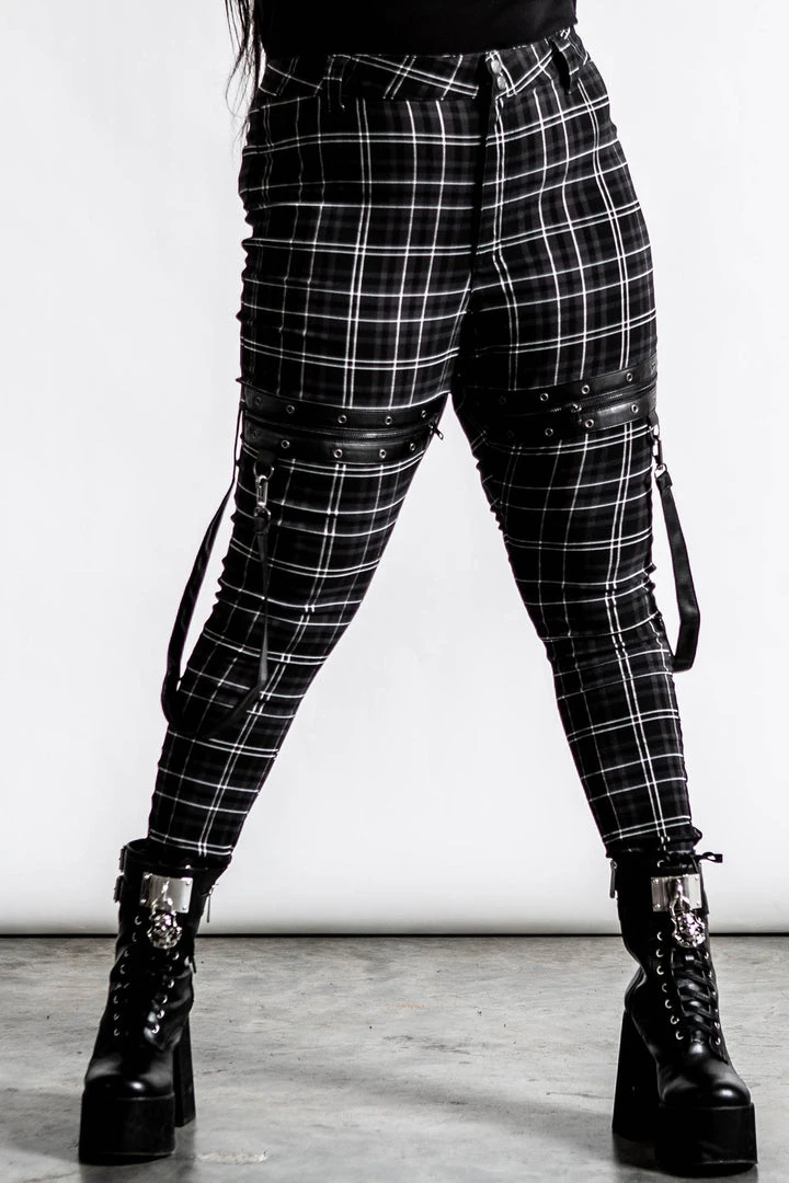 Ladies Killstar Dead Resistance Skinny Trousers Ash Tartan 4 Ladies Killstar Dead Resistance Skinny Trousers Ash Tartan
