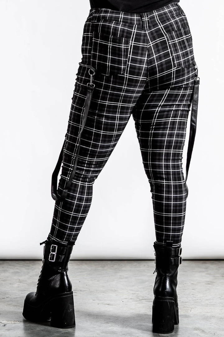 Ladies Killstar Dead Resistance Skinny Trousers Ash Tartan 8 Ladies Killstar Dead Resistance Skinny Trousers Ash Tartan